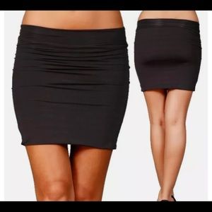 Black stretchy fold over mini skirt S new